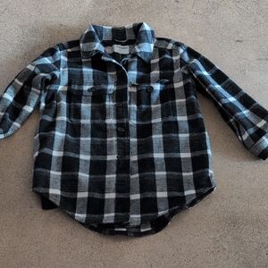 Old Navy Kids Black and White Plaid Button Down Shirt
